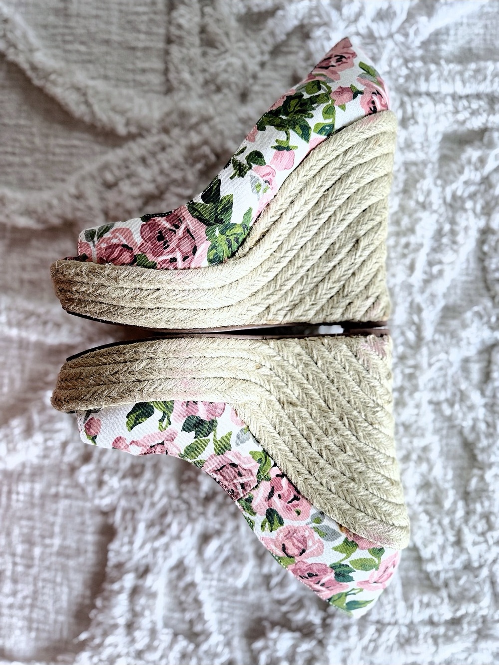 Betsey Johnson Valli Floral Espadrille Wedge Heels Pink Multi Size 7.5 - Picture 5 of 11
